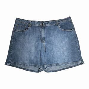 St. John's Bay Shorts Denim Jean Size 24W Blue Cotton Blend Stretch Women's